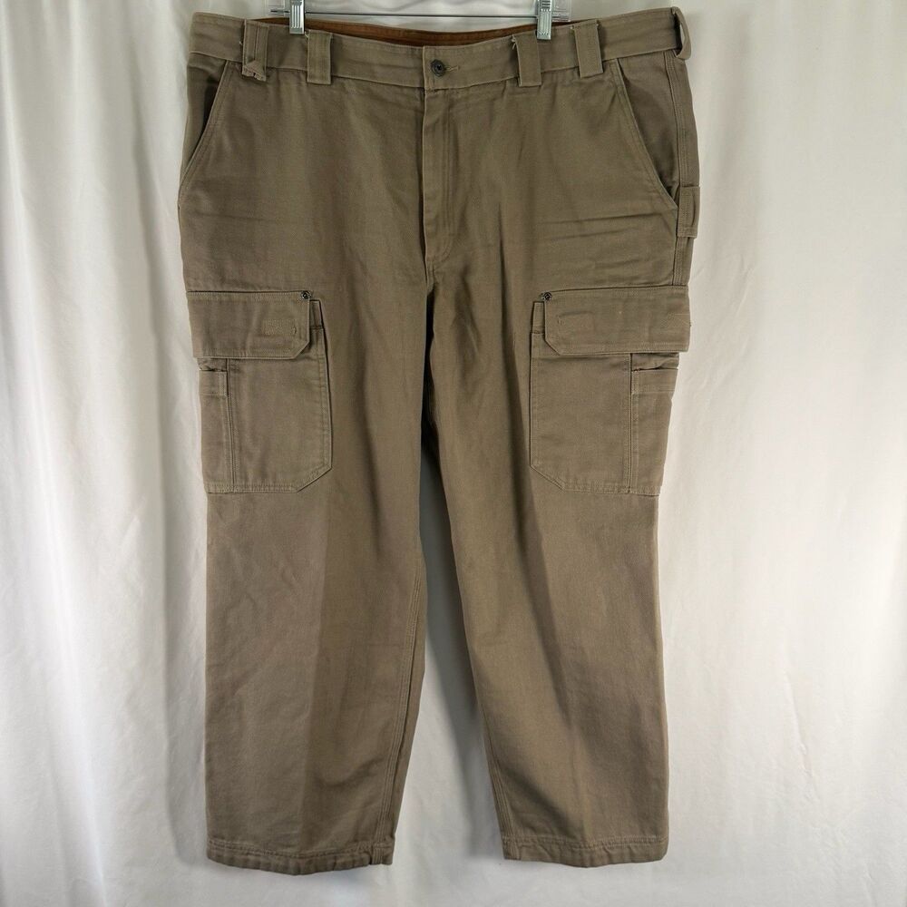 Duluth Cargo Canvas Pants Mens 44x30 Geige Utility Relaxed Fit 100% Cotton Heavy